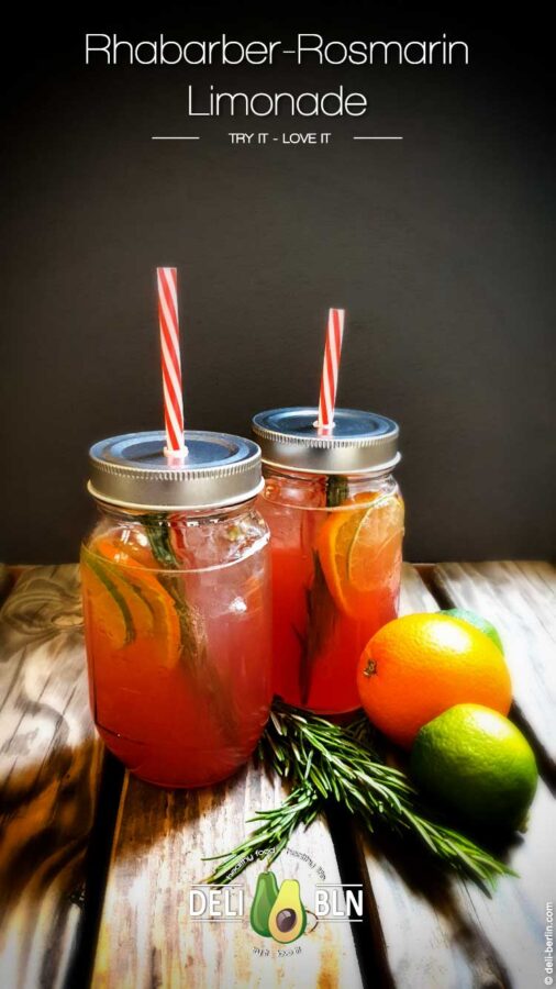 selbstgemachte Rosmarin Rhabarber-Limonade