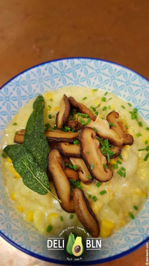 Kartoffel-Mais-Chowder mit Shiitake
