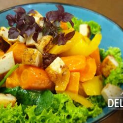 Rezept: Sommersalat mit Süßkartoffeln, Halloumi - vegetarisch/glutenfrei