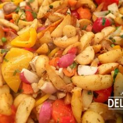 Rezept: vegane Bauernpfanne mit Gemüse und Radieschen