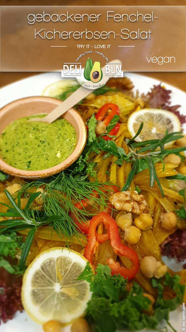 Veganer mit Curry Gebackener-Fenchelsalat 