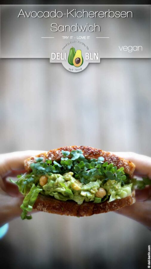 Powerfood auf die Hand - Avocado-Kichererbsen-Sandwich - vegan
