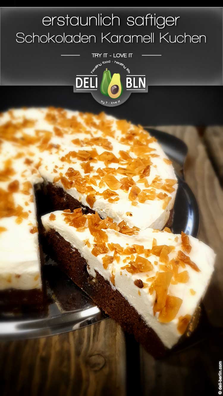 dekadenter Schokoladenkuchen mit Karamell und Toffee