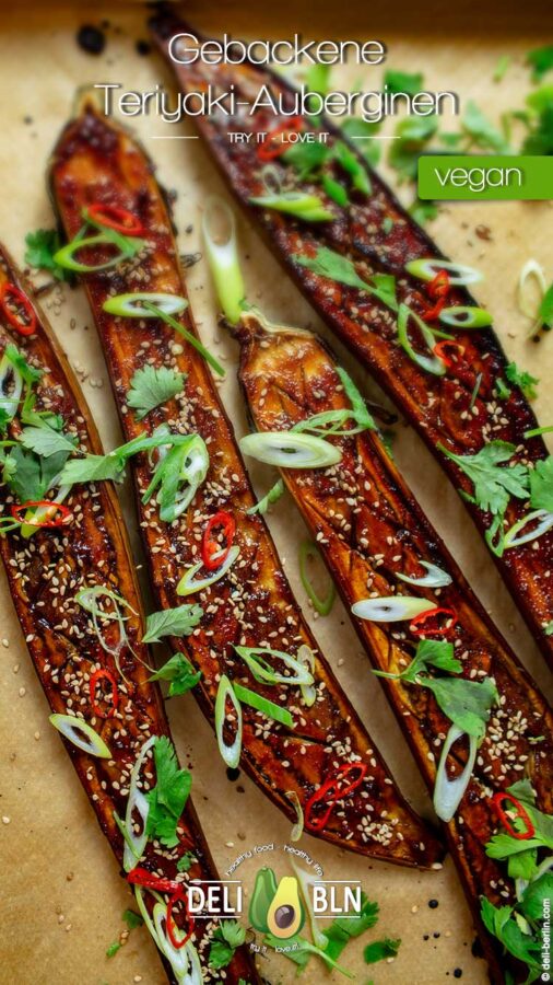 gebackene Teriyaki-Auberginen - vegan