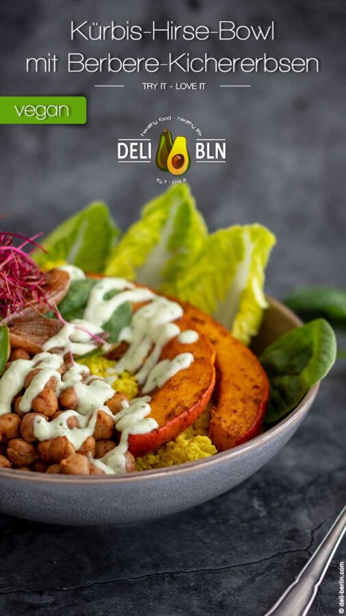Kürbis-Hirse-Bowl mit Berbere-Kichererbsen