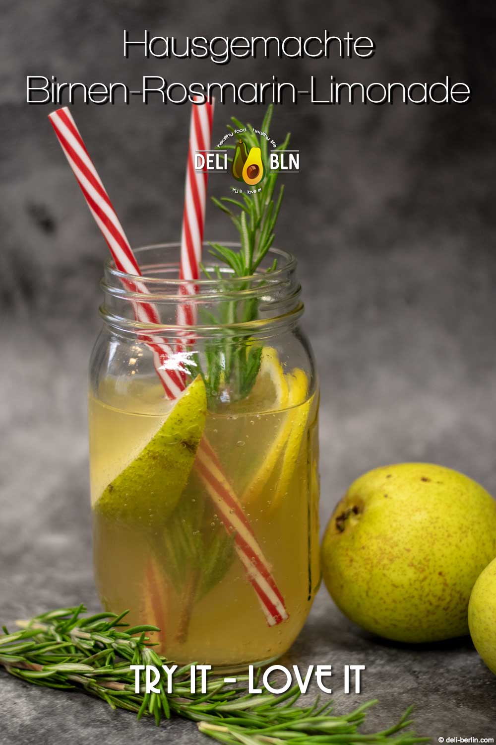 hausgemachte Birnen-Rosmarin-Limonade
