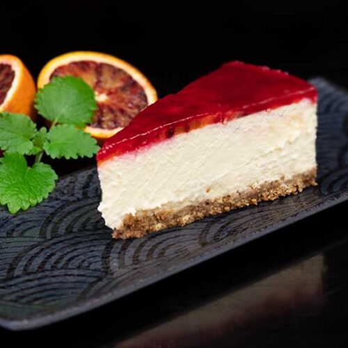 Marzipan-Cheesecake mit Blutorangen