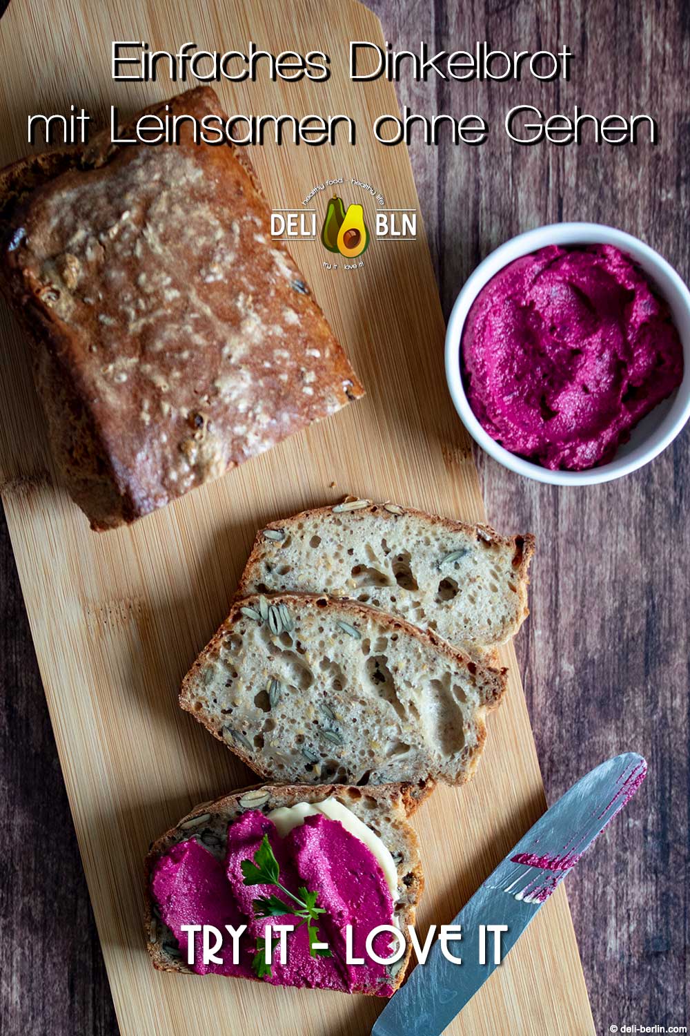 Schnelles und einfaches Dinkelbrot mit Leinsamen – keine Gehzeit nötig!